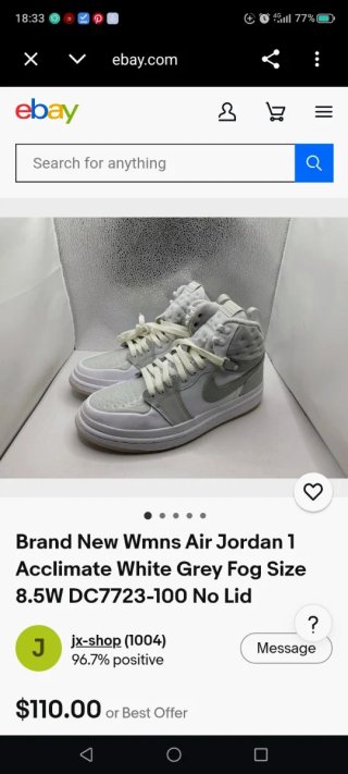 Nike Air Jordan 1 Talla 42 Gris/Blanco