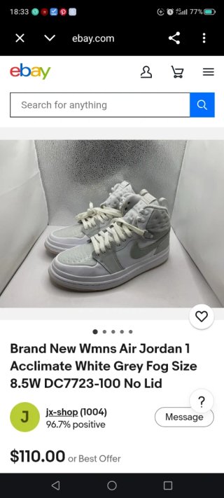 Nike Air Jordan 1 Talla 42 Gris/Blanco