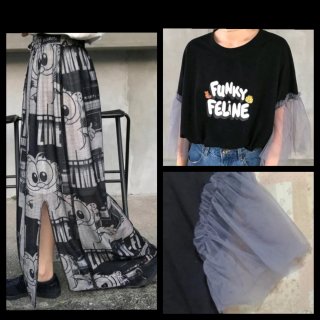 Nuevo. Conjunto Garfield Tul Camiseta,Falda Larga