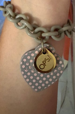 Bracciale OPS! Cuore Grigio Pois Rosa
