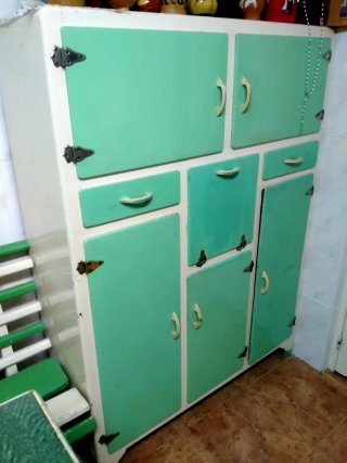 Alacena Cocina Vintage Verde y Blanca