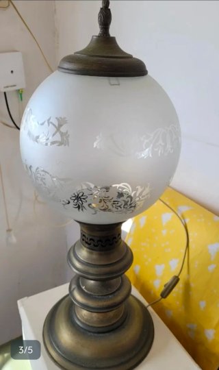 Lote 2 Lámparas Antiguas Metal y Cristal