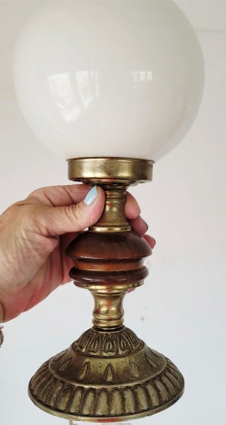 Lote 2 Lámparas Antiguas Metal y Cristal