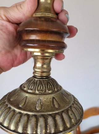 Lote 2 Lámparas Antiguas Metal y Cristal