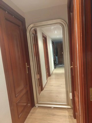 Espejo de pie madera maciza plata