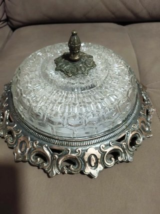 Plafón techo antiguo metal y cristal (funciona)