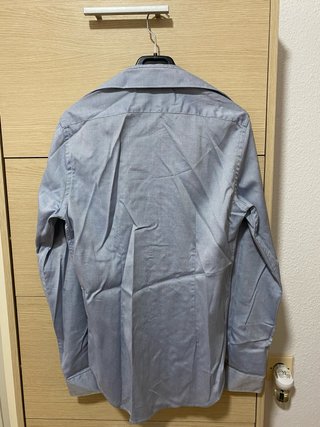 Camisa Zara Hombre Azul Grisáceo com Coderas