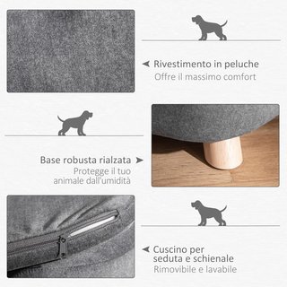 Letto per Cani di Piccola Taglia, Divano per Cani da Interno con Cuscino, 70X47X30Cm, Grigio Antracite