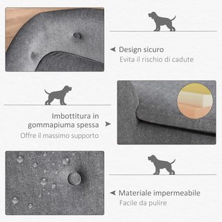Letto per Cani di Piccola Taglia, Divano per Cani da Interno con Cuscino, 70X47X30Cm, Grigio Antracite