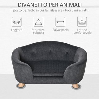 Letto per Cani di Piccola Taglia, Divano per Cani da Interno con Cuscino, 70X47X30Cm, Grigio Antracite