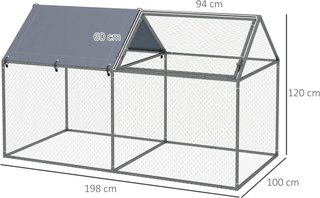 Jaula para Animales con Techo de Tela Oxford y Estacas Incluidas, Jaula de Acero con Puerta Superior de Acceso, 198X100X120 Cm, Verde y Plata
