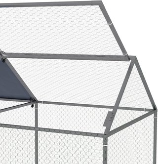 Jaula para Animales con Techo de Tela Oxford y Estacas Incluidas, Jaula de Acero con Puerta Superior de Acceso, 198X100X120 Cm, Verde y Plata