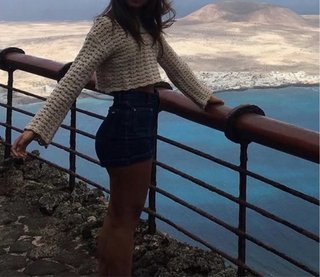Jersey Zara crochet cropped manga campana