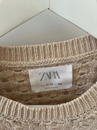 Jersey Zara crochet cropped manga campana