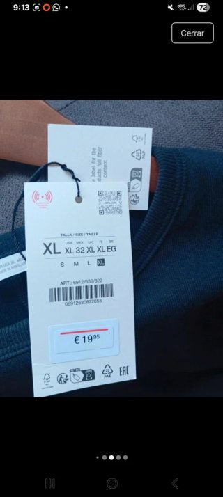 Camiseta Zara Manga Larga Talla XL