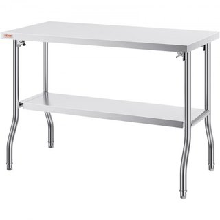 Mesa de Trabajo Comercial Estación de Trabajo 121.9x61 cm Mesa de Preparación Comercial Plegable, Mesa Plegable de Acero Inoxidable de Alta Resistencia con Carga de 350.2 kg, Mesa de Cocina, Isla ...
