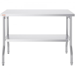 Mesa de Trabajo Comercial Estación de Trabajo 121.9x61 cm Mesa de Preparación Comercial Plegable, Mesa Plegable de Acero Inoxidable de Alta Resistencia con Carga de 350.2 kg, Mesa de Cocina, Isla ...