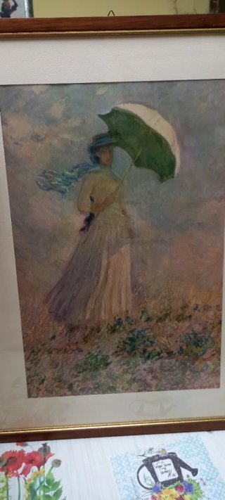 Quadro soggetto con donna col  cappellino