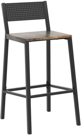 Set di 2 Sgabelli da Bar, Sgabelli Alti per Cucina, Soggiorno, Studio, Stile Industriale, Marrone Vintage e Nero LBC070B01