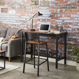 Set di 2 Sgabelli da Bar, Sgabelli Alti per Cucina, Soggiorno, Studio, Stile Industriale, Marrone Vintage e Nero LBC070B01