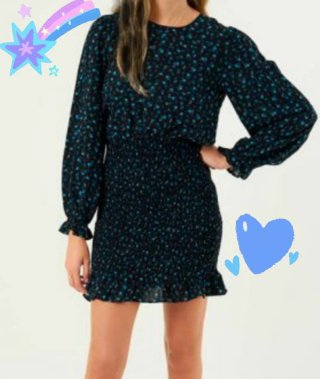 Vestido Brownie floral negro y azul Talla XS/S