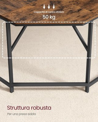 Scrivania Angolare, Scrivania per Computer a Forma di L, 129 X 129 X 76 Cm, per Ufficio Studio Gaming, Marrone Vintage e Nero Tinta LWD124K01
