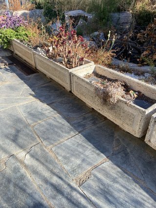 Jardineras de piedra y hormigón