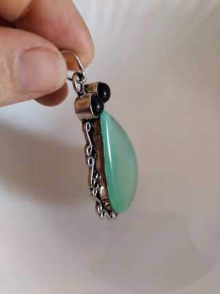 Pendente Argento Pietre Dure Verdi e nero