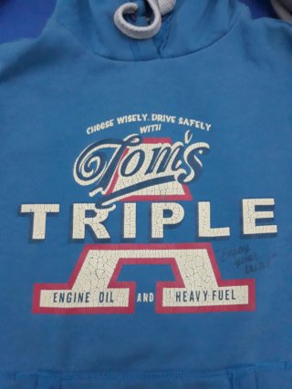 Felpa azzurra con stampa Tom's Triple