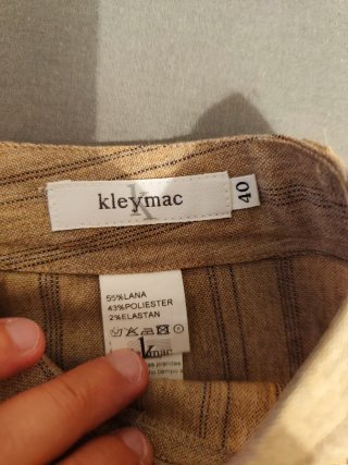 Pantalón ancho rayas beige Kleymac mujer
