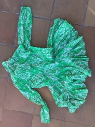 Vestido verde y blanco estampado