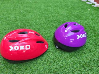 Casco Bicicleta Infantil Rojo y Morado