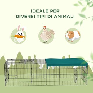 Jaula para Conejos de Exterior e Interior con Techo, Recinto para Animales Pequeños, Chinchillas, Gallinas, 185X75X50Cm, Verde
