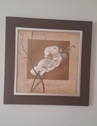Cuadro diptico, conjunto 2 láminas orquídeas beige
