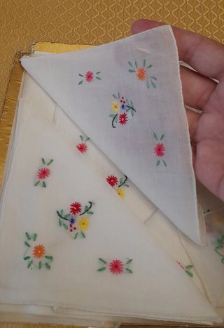 Fazzoletti vintage ricamati fiori 6 fazzoletti