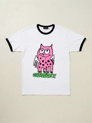 Camiseta con dibujo de monstruo rosa