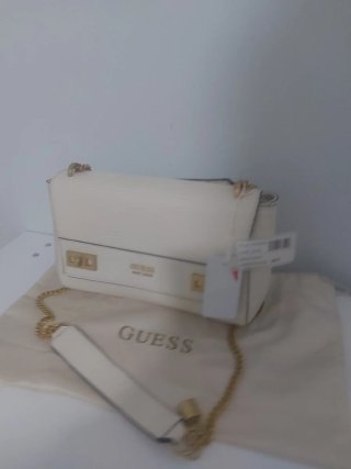 Borsa Guess a tracolla bianca con dettagli oro