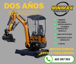Mini Excavadora 1.500kg Motor Kubota