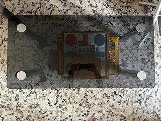 Mesa de centro cristal y metal vintage