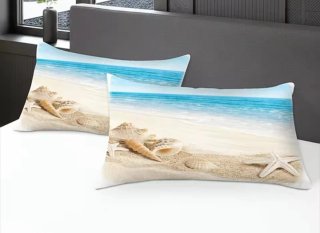 2 Fundas de cojín/almohada Playa Estrellas Mar