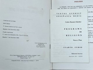 Libros de texto de RELIGIÓN bachillerato años 1970