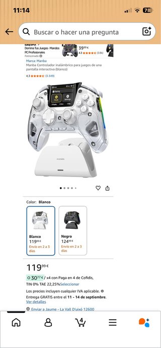 Mando Gamer MANBA Blanco