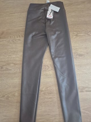 Pantalón polipiel marrón Calcedonia Talla S