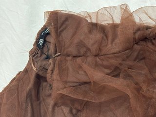 Abito Zara monospalla marrone in tulle - Taglia M