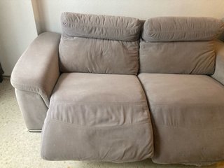 Sofá 3 plazas reclinable  beige/gris tela
