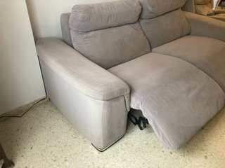 Sofá 3 plazas reclinable  beige/gris tela