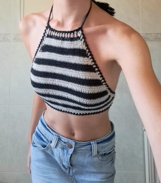 Crop top rayas crochet hecho a mano