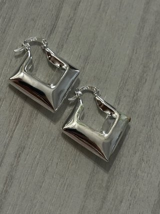 Orecchini Cerchi Quadrati Bombati Argento 925