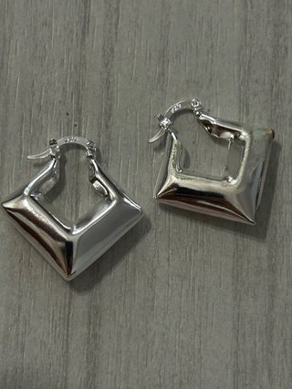 Orecchini Cerchi Quadrati Bombati Argento 925