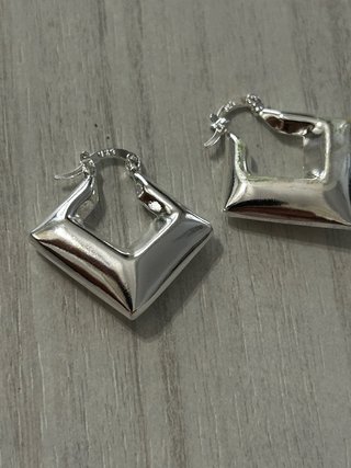 Orecchini Cerchi Quadrati Bombati Argento 925